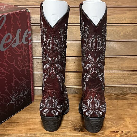 Luchesse Red Oklahoma Angelina Women’s Western Boots Size 7B Embroidered Bling - Picture 5 of 16